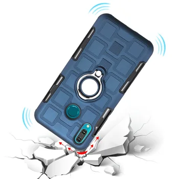 Atsparus smūgiams Šarvai Žiedas telefoną atveju Huawei Honor 7A 7C Y5 Y6 Y7 Y9 Pro Prime 2018 2019 Stovo Laikiklį Atgal Padengti Atveju Coque