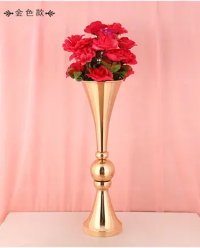 Auksas ar Sidabras Stalo Puošmena metalo gėlių vazos Vestuvių Dekoravimas