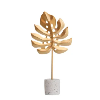 Aukso bambuko lapų modelio apdailos unikalus kabineto dekoracijos namų darbalaukio papuošalai plunksnų lapų amatai