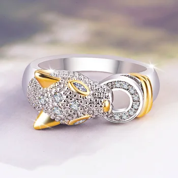 Aukso monetos leopard žiedas Šėtono garbinimo gyvūnų žiedai laisvalaikio papuošalų mados dovanos originalaus dizaino inkrustacijos su aukštos kokybės cirkonis