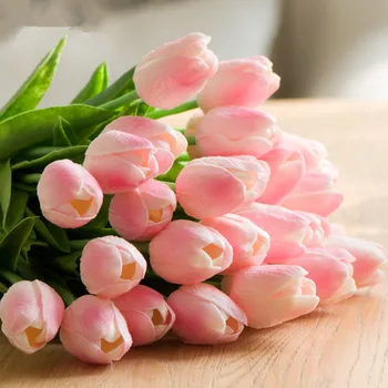 Aukštos Kokybės 1pcs Nekilnojamojo Touch Tulpių Namų Dekoracijas Raudona Pu Tulpės, Dirbtinės Gėlės White Tulip Gėlių Puokštės Šilko Tulpės