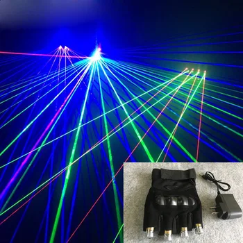 Aukštos kokybės Etape DJ šalies šokių Multi-line RGB Lazeris Pirštinės LED šviesos Kostiumų Šou