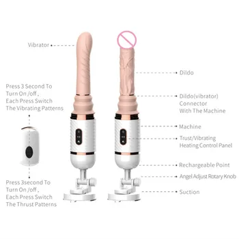 Automatinis Šildomos Teleskopinis Dildo, Vibratoriai Nuotolinio Valdymo Moterų Sekso Ginklą Mašina Penis Vibratorius Moterų G Spot Suaugusiųjų Sekso Žaislas