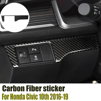 Automobilio stilius Anglies Pluošto 3D Lipdukas Automobilio Žibintų Jungiklis rėmas Padengti Honda Civic10th 2016-2019