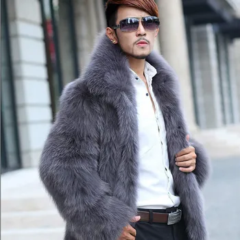 AYUNSUE Dirbtiniais Fox Fur Coat Vyrų Drabužiai 2020 M. Žiemos Striukė Vyrų Paltai Mados Streetwear Furry Mens Kailio Striukė Manteau Homme KJ974