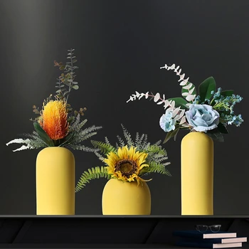 B-GYVENIMO Minimalistinis Namų Dekoro Puokštė Vaza Morandi Geltona Šiuolaikinės Simplity Keraminių Gėlių Vaza Kūrybos Dekoratyvinė Vaza