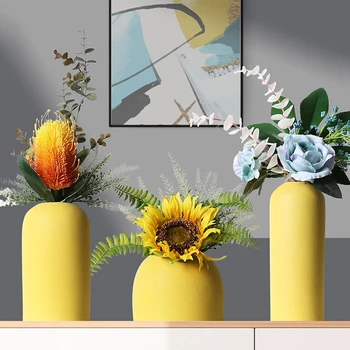 B-GYVENIMO Minimalistinis Namų Dekoro Puokštė Vaza Morandi Geltona Šiuolaikinės Simplity Keraminių Gėlių Vaza Kūrybos Dekoratyvinė Vaza