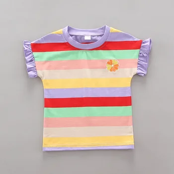Baby Girl Vasaros Drabužių Komplektas Dryžuotas marškinėliai Šortai 2 Vnt/set Vaikiška Apranga Infan Baby Girl Drabužiai Kostiumas Vaikų Vasaros Kostiumas