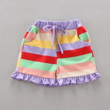 Baby Girl Vasaros Drabužių Komplektas Dryžuotas marškinėliai Šortai 2 Vnt/set Vaikiška Apranga Infan Baby Girl Drabužiai Kostiumas Vaikų Vasaros Kostiumas