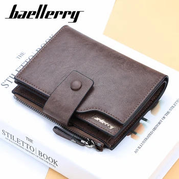 Baellerry hasp Vyrų piniginės derliaus tris kartus trumpą odos kortelės rankinės užtrauktuką pinigų maišas kortelės laikiklį su moneta kišenėje dizaineris