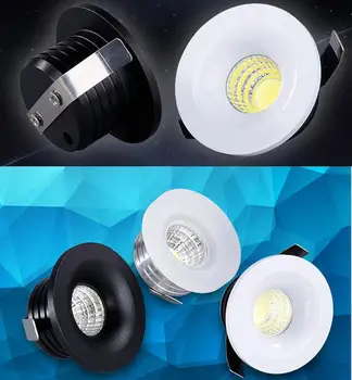 Balta Juoda 3W LED Prožektoriai Mini led lubų cob Downlight AC85-265V apšvietimo lemputė korpuso counter-vitrina su Vairuotoju