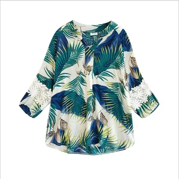 Bazhenova Moterų Paplūdimio Stiliaus marškinėliai Nėrimo tuščiaviduriai Nėrinių marškinėliai susiuvimo Didelis Dydis atspausdinta Viršūnes korėjos stiliaus Audinio 4XL T1228