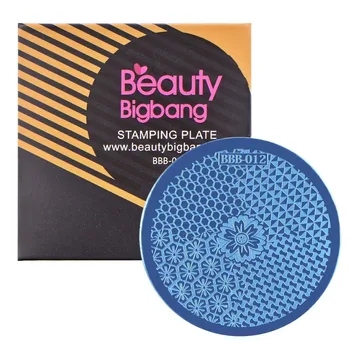 BeautyBigBang Spaudos Plokštės 5.6 cm Apvalios Nagų Dailės Geometrinis Venų Raštas Senovinių, Nerūdijančio Plieno Štampavimo Plokštės BBB-012