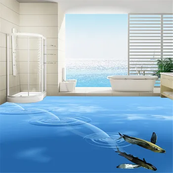 Beibehang Didelis custom vandens žuvų grindys, tapetai, neslidžia vandeniui storio dėvėti, atsparus lipnus popierius tapyba