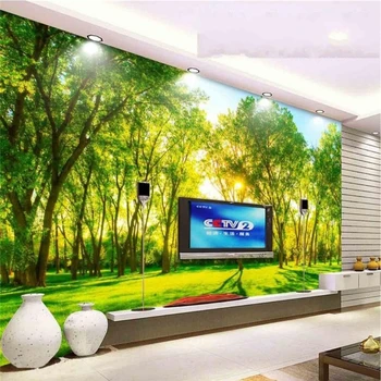 Beibehang Didelis tapetai freskomis foto užsakymą bet kokio dydžio kūrybos žaliosios mišką, saulės balandžiai kraštovaizdžio TV foną tapetai