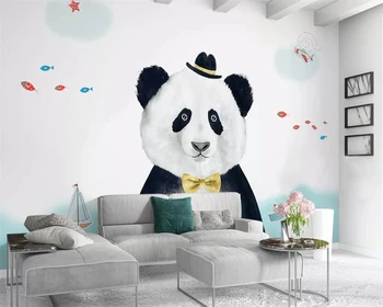 Beibehang Tapetai užsakymą 3D Šiaurės minimalistinio panda vaikų kambario foną sienos nuotrauką, miegamasis, sofa-sienų tapetai