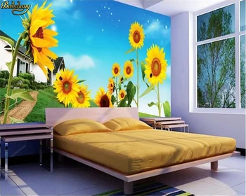 Beibehang Užsakymą tapetai saulėgrąžų didelės sienos home hotel club freskos sienos dokumentų namų dekoro papel de parede 3d tapetai