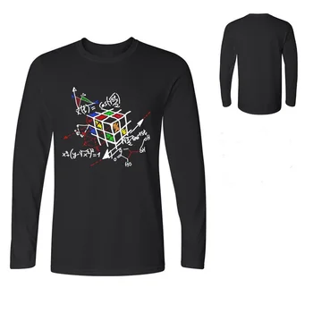 Berniukas Geometrinis Ilgomis Rankovėmis Tees Sūnus Vaikai Magic Matematikos Darbas T-Shirt Big Bang Teorija Geek Kubo Vyrų Marškinėlius