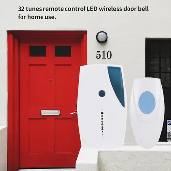 Bevielį durų skambutį 100 m Nuotolio Belaidžių Muzikos Durų Varpelis Su LED Šviesos Nuotolinio Valdymo Namų Apsaugos Sistema Paprastas Montavimas