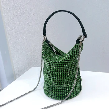 Bling kristalų sankabos vakare maišelį Moterų 2020 M. Prabangos dizaineris korėjos žalia kalnų krištolas kibirą pečių maišą vestuves ponios naujas