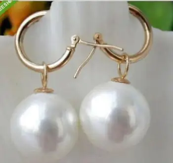 Brangus fine Jewelry žavinga pietų jūros AAA10-11mm apvalios baltos perlų tabaluoti auskarai nemokamas pristatymas