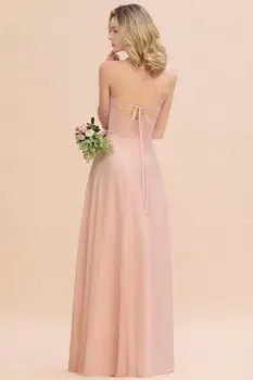 Bridesmaid Dresses Pink-Line Ilgai Backless Suknelė Seksualus Spagečiai Dirželiai Suknelė Moterims Vestuves vestidos fiesta 