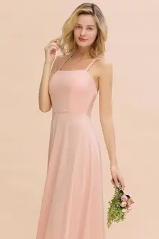 Bridesmaid Dresses Pink-Line Ilgai Backless Suknelė Seksualus Spagečiai Dirželiai Suknelė Moterims Vestuves vestidos fiesta 