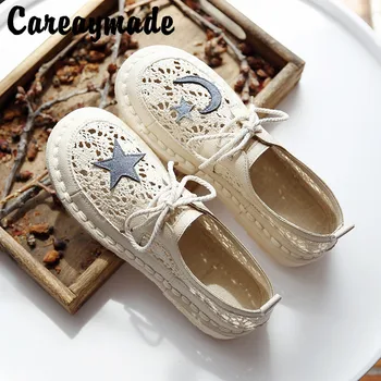 Careaymade-Originalus rankų darbo moterų batai,minkštas soled siuvimo sandalai, meno dervų&palydovai, bateliai,nėriniai maži balti laisvalaikio bateliai