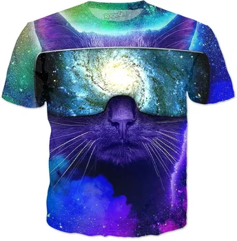 Cat Fancy Šalmas Katė Vyrų Spausdinti Hip-Hop Marškinėliai