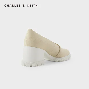 CHARLES＆KEITH Naujas Atvykimo Spring2021CK1-60280297Women tai retro stiliaus batai vientisos spalvos stori kulnai