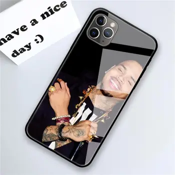 Chris Brown Dainininkas Atveju iPhone, 12 Mini Pro 11 Max X XS XR 8 7 Plius 6 6S SE 2020 Grūdintas Stiklas Juodas Kraštas Telefono Dangtelį
