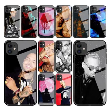 Chris Brown Dainininkas Atveju iPhone, 12 Mini Pro 11 Max X XS XR 8 7 Plius 6 6S SE 2020 Grūdintas Stiklas Juodas Kraštas Telefono Dangtelį