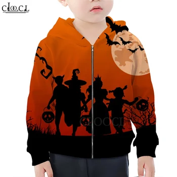 CLOOCL Naujausias Happy Halloween Užtrauktukas Hoodies 3D Spausdinimo Berniukas Mergaitė Vaikams su Gobtuvu Atsitiktinis Mados Harajuku Streetwear Rudenį Viršūnės