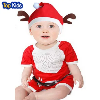 CR051 karšto pardavimo kūdikių jumpsuits su chirstmas skrybėlę kūdikių drabužiai senelis šaltis naujųjų metų drabužius mergaitėms naują atvykimo
