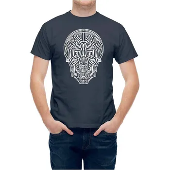 Creative Cool Dizaino Kaukolė Su Geometrinis Modelis T-shirt Vyrams Vyriški Laisvalaikio Keistai Aukštos Kokybės Vasaros Stiliaus S-3xl