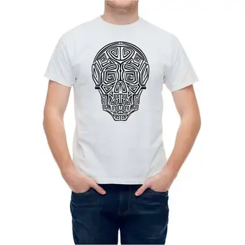 Creative Cool Dizaino Kaukolė Su Geometrinis Modelis T-shirt Vyrams Vyriški Laisvalaikio Keistai Aukštos Kokybės Vasaros Stiliaus S-3xl