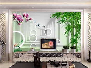 Custom 3d foto tapetai, freskos kambarį orchidėja bambuko dekoracijos foto tapybos sofa-lova, TV foną, sienos neaustinių siena lipdukas