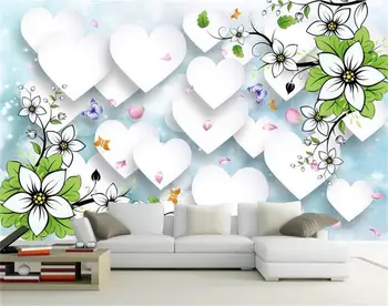 Custom Freskos 3D Foto Tapetai, Gyvenamasis Kambarys Sofos, Fonas, Tapetai Romantiškos Meilės Gėlių Lapų Foto Nuotraukos Foną Namų Dekoro