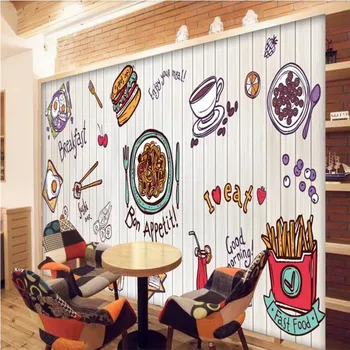 Custom tapetai, freskos ranka-dažytos burger greito maisto restoranas, užkandžių baras fono sienos - aukštos kokybės sienų medžiaga