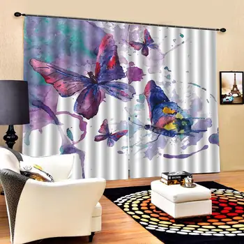 Dažų drugelis užuolaidos Langą Blackout Prabanga 3D Užuolaidos nustatyti kambarys Gyvenamasis kambarys