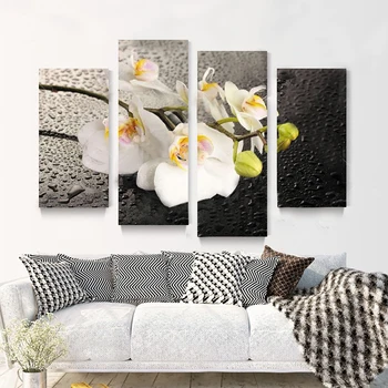 Dekoro Kambarį Drobės HD Spausdinti Tapybos Modulinės 4 Skydelis Gražus Baltos Gėlės Rėmo Sienos Meno Plakatas Modernių Namų Nuotraukas