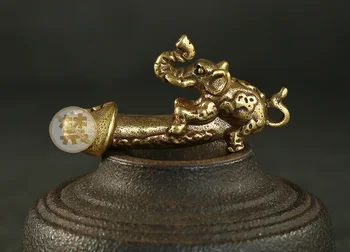 Derliaus kieto Žalvario vyrų dramblys amatų PASIDARYK pats Pakabukas darbalaukio ornamentu Miniatiūriniai Montavimo Keychain žiedas, Pakabukas Priedai a1499