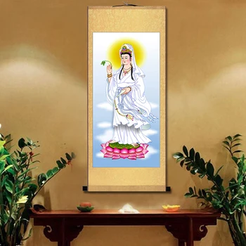 Didelė Pietryčių Azijos Namuose Šventyklos SIENOS Dekoratyvinio meno Laimingas Sėkmės Saugos Guanyin Bodhisatvos buda FENG SHUI tapyba
