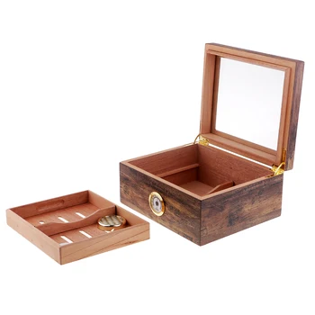 Didelės Talpos Cigarų Dėžutė Medžio masyvo Cigarų Humidoras Atveju Cigarų Laikymo Dėžutė su Drėgmėmačiu ir Drėkintuvas