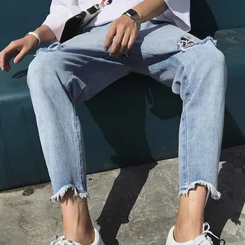 Didmeninė 2020 Mados Atsitiktinis paauglių Hip-hop Džinsinio korėjos vyrų kankina džinsai studentų laisvalaikio pavasario kulkšnies ilgio kelnės hombre