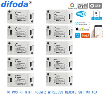 Difoda 10VNT RF Wifi 433MHz Belaidžio Nuotolinio valdymo Jungiklis 10A/2200W ON/Off Delay Smart Home Šviesos PROGRAMĖLĖS Valdiklis, Skirtas 