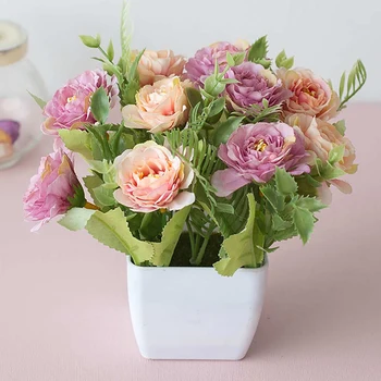 Dirbtinis Bonsai Augalų Dirbtinio Bonsai Gėlių Europos Stiliaus Arbata, Rožių Dirbtinių Gėlių Puodą Bonsai Sodas Stalo Kambario Dekoro