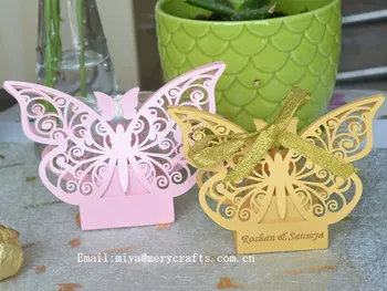 Drugelis vestuvės saldainių dėžutė naudai lauke aukso drugelis