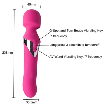 Dual Galvos AV Magic Stick Klitorio Stimuliavimo Vibratorius,Kaltinamas Makšties Massager G-spot Ruožtu Granulių Dildo, Vibratoriai Sekso Žaislas Moterims