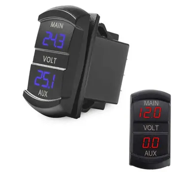 Dual Voltmeter Įtampos Battery Monitor LED Ekranas, Indikatorius 12V-24V Automobiliu Valtis Y98E
